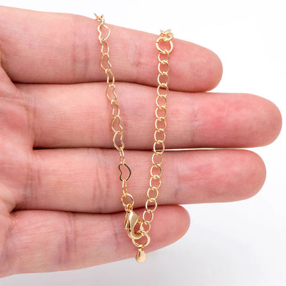 3.5mm Hearts Chain Bracelet - Gold Plated