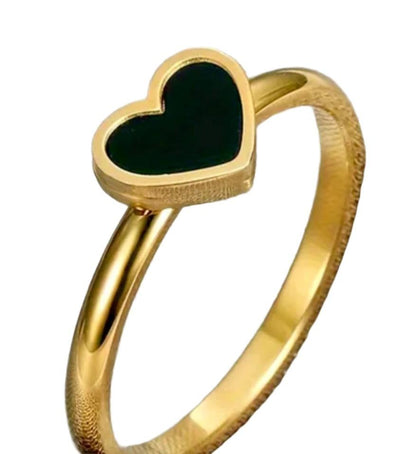 Black Heart Ring - Gold Plated