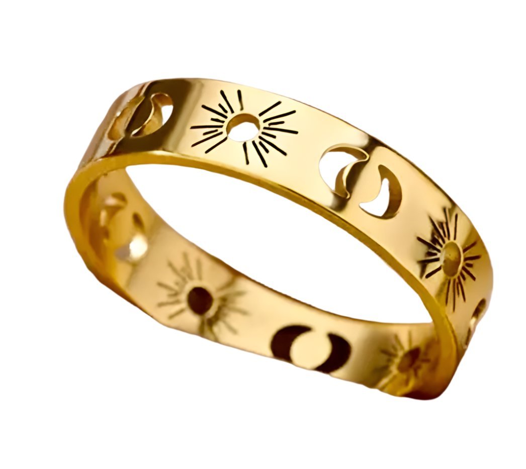 Moon and Sun Ring - Gold Plated