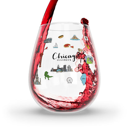 Chicago Clipart Stemless Wine Glass