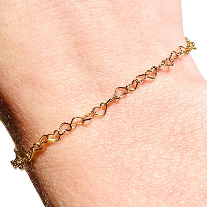 Hearts Chain Bracelet - Gold Filled